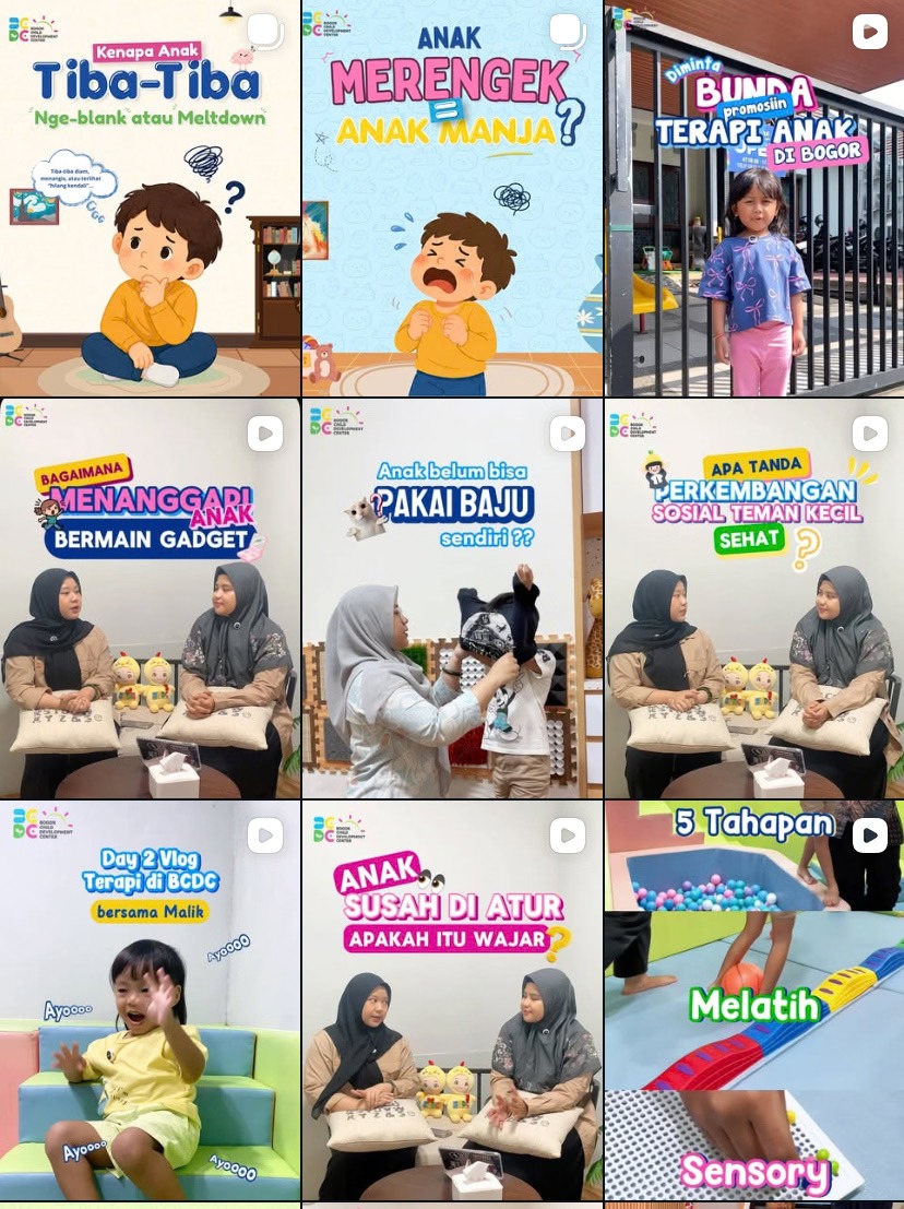 Bogor Child Development Centre Instagram feed, nine posts