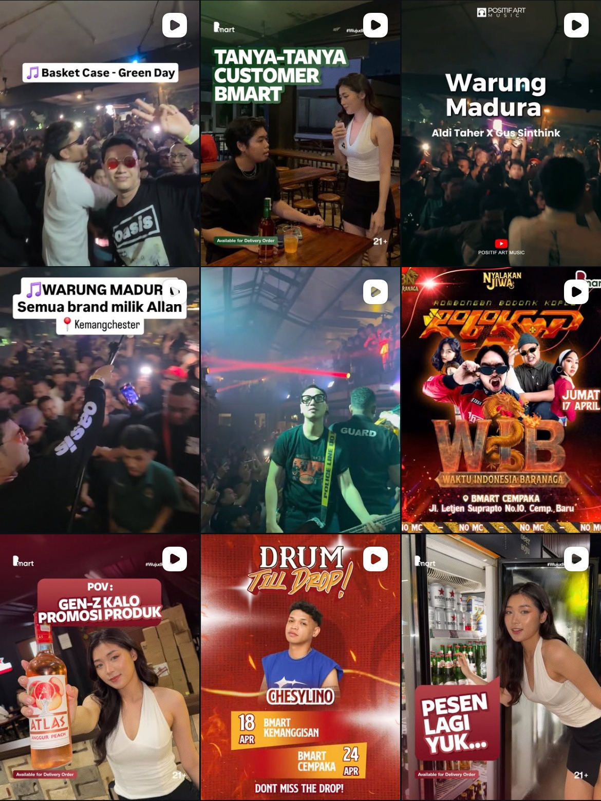 BMart Indonesia Instagram feed, nine posts