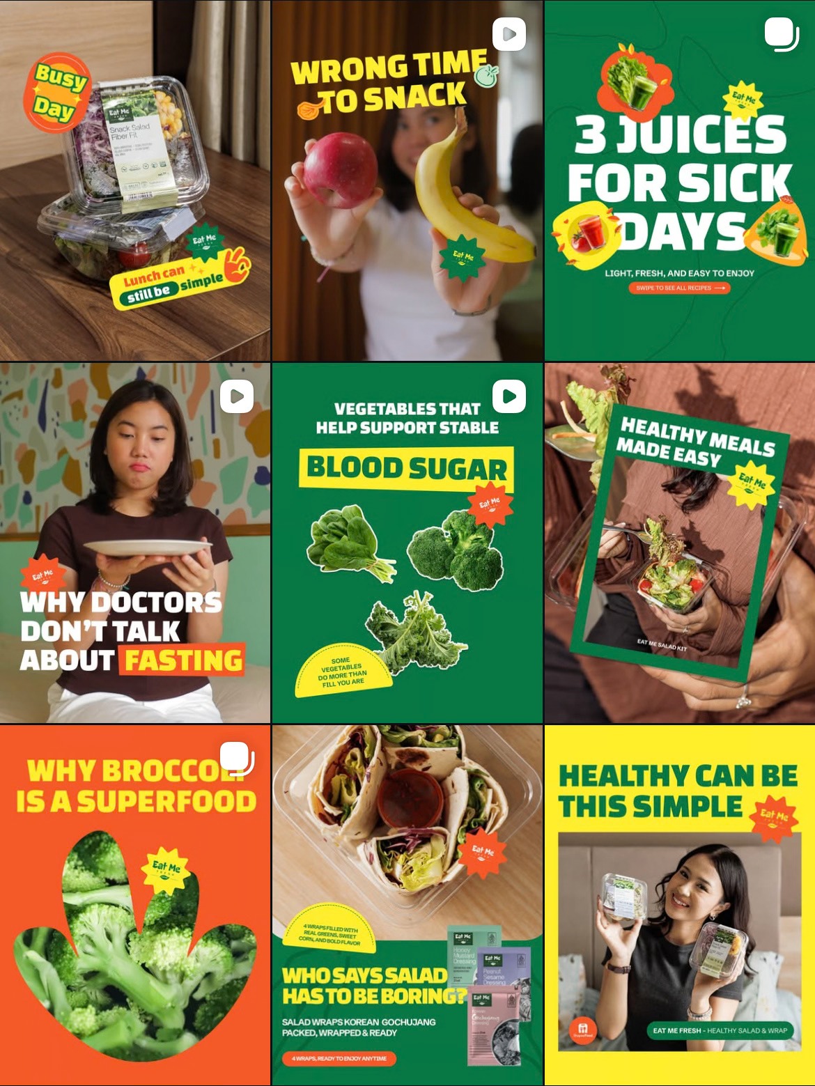 Eat Me Fresh Instagram feed, nine posts