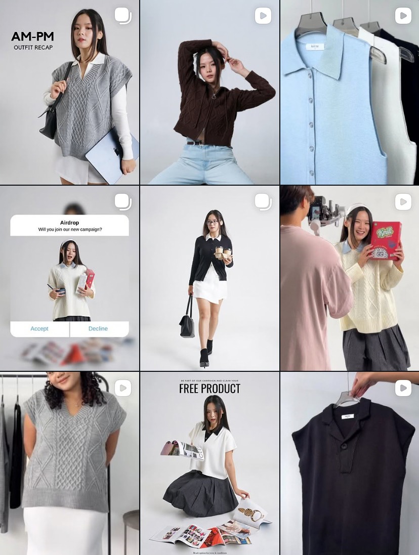 KnitMe Instagram feed, nine posts